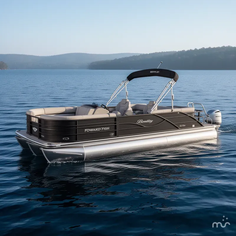 Slide: The Image of Bentley Pontoons Foward Fish 220 Swingback Pontoon & Honda 4-Stroke EFI 2026 - 0