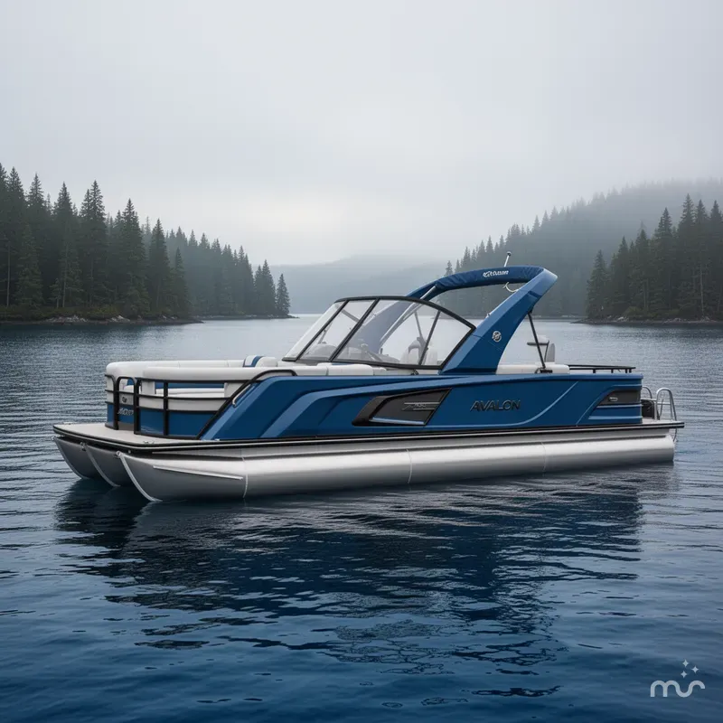 Slide: The Image of Avalon 2585 Excalibur Windshield Quad Lounger Shift, Tri toon, Mercury 400hp V-10 2026 - 2