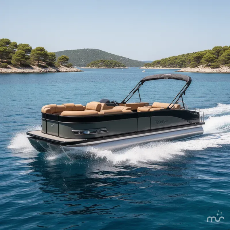 Slide: The Image of Tahoe Cascade 200HP VRB 2385 Swingback Tritoon $80995 2026 - 2