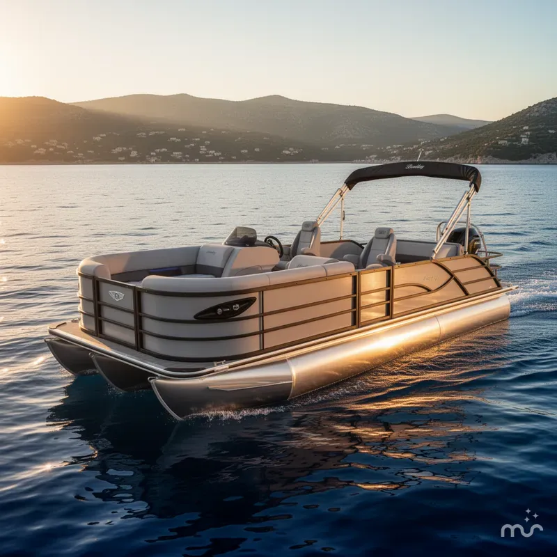 Slide: The Image of Bentley Pontoons Legacy 115HP Swingback 220 Pontoon 2026 - 2