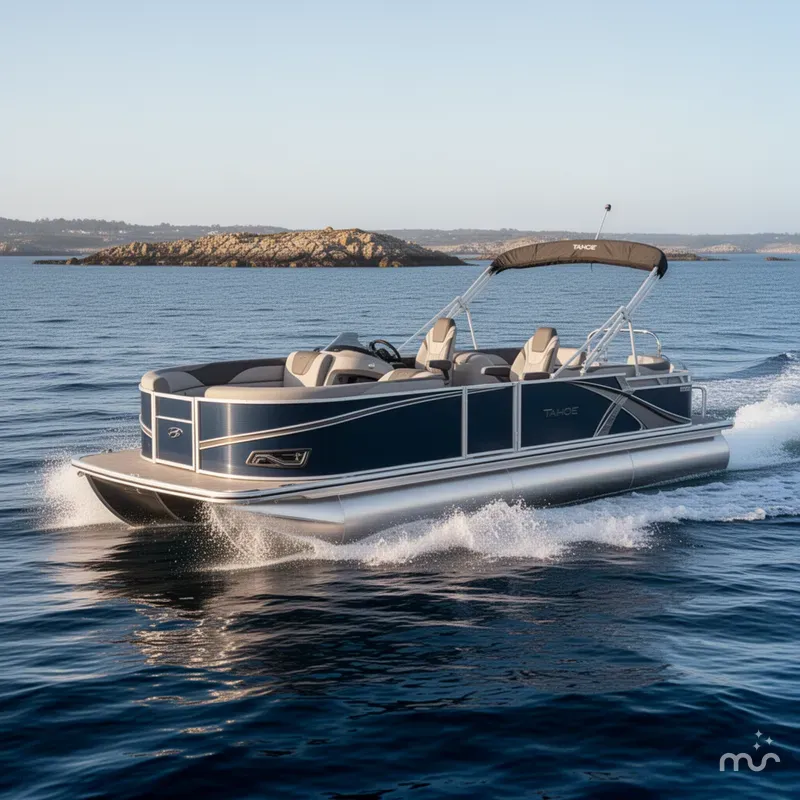 Slide: The Image of Tahoe LTZ 2385 Quad Lounge Tritoon & Honda 4-Stroke EFI 2026 - 2
