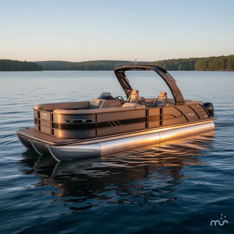 Slide: The Image of Bentley Pontoons Elite 253 Admiral Quad Lounge Tritoon & 350HP 4-Stroke EFI 2026 - 2