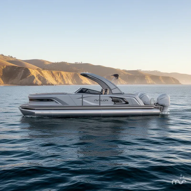 Slide: The Image of Avalon 27' Excalibur CARBON SERIES Elite Windshield w/ Twin 400HP & JOYSTICK CONTROLS!! 2026 - 1