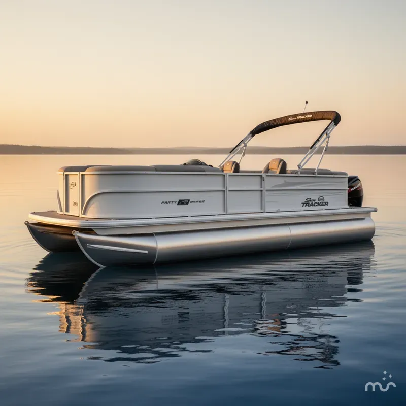 Slide: The Image of Sun Tracker Party Barge 22 DLX w/150 Mercury 4 Stroke 2026 - 1