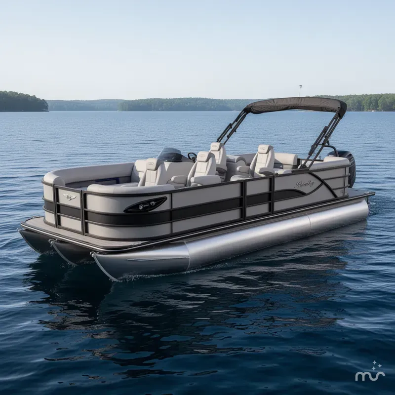 Slide: The Image of Bentley Pontoons Legacy 250HP 223 Navigator DL Quad Lounge Tritoon 2026 - 0