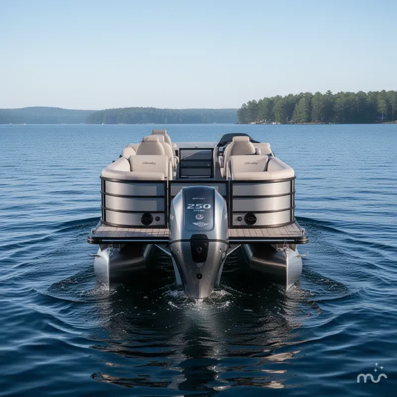 Slide: The Image of Bentley Pontoons Legacy 250HP 223 Navigator DL Quad Lounge Tritoon 2026 - 1