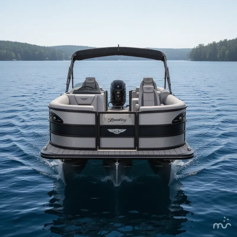 Slide: The Image of Bentley Pontoons Legacy 250HP 223 Navigator DL Quad Lounge Tritoon 2026 - 2