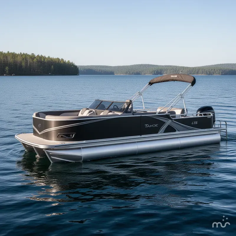 Slide: The Image of Tahoe LTZ 2385 Swingback (VRB) Windshield Tritoon & Honda 4-Stroke EFI 2026 - 2