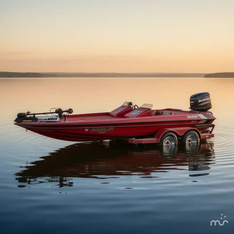 Slide: The Image of Gambler 20' BASS BOAT / 200 SUZUKI / EZ LOADER TRAILER 1989 - 2