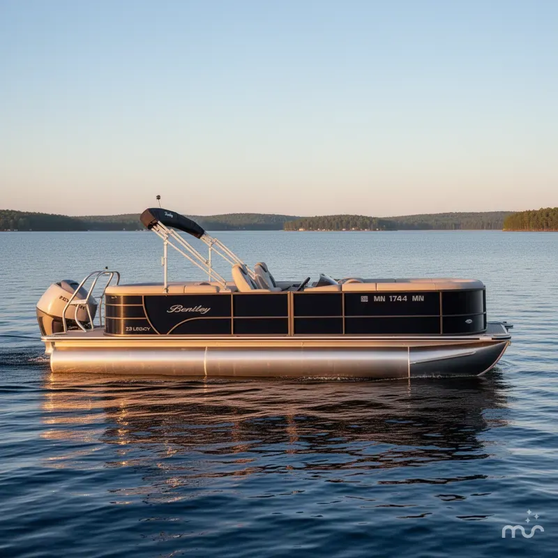 Slide: The Image of Bentley Pontoons 150HP Legacy 223 Navigator Quad Lounge Tritoon - $47995 2024 - 2