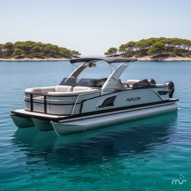 Slide: The Image of Avalon 2585 Excalibur LTD Winshield Quad Lounger, Tri Toon, Mercury V-10 Motor 2026 - 2