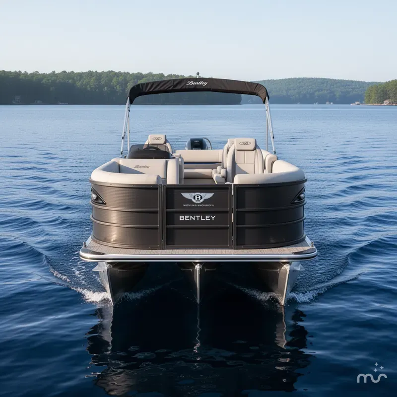 Slide: The Image of Bentley Pontoons Legacy 200HP Navigator DL 223 Quad Lounge Tritoon & Honda 4-Stroke EFI 2026 - 1