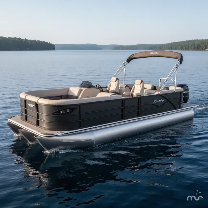 Slide: The Image of Bentley Pontoons Legacy 223 Navigator Quad Lounge Tritoon & Honda 4-Stroke EFI 2026 - 2