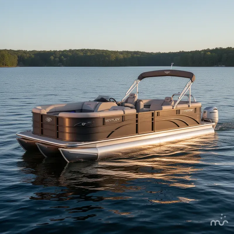 Slide: The Image of Bentley Pontoons Legacy 223 Navigator Quad Lounge Tritoon & Honda 4-Stroke EFI 2026 - 0