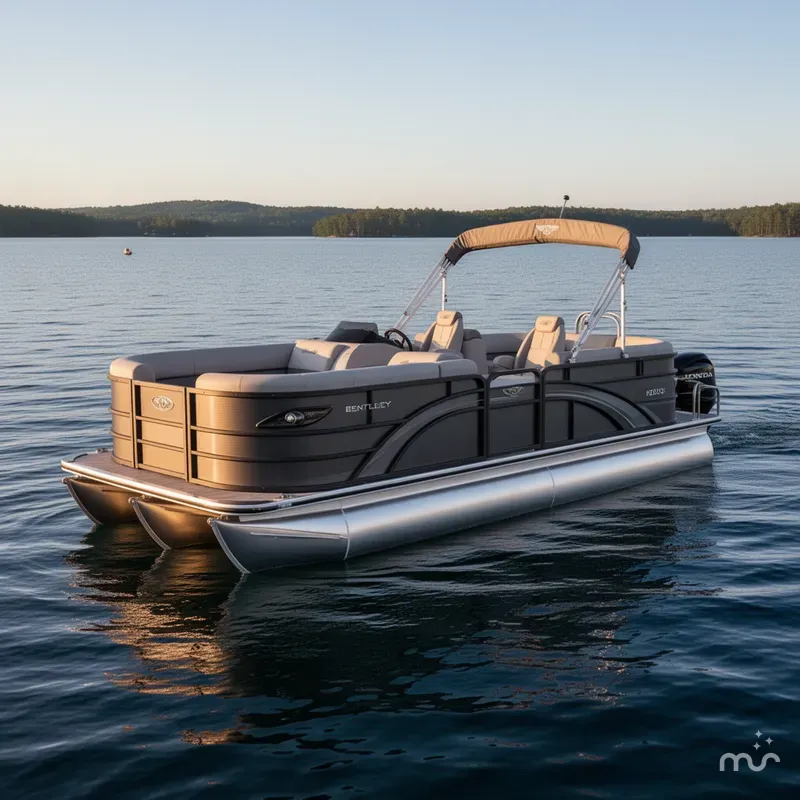 Slide: The Image of Bentley Pontoons Legacy 223 Navigator Quad Lounge Tritoon & Honda 4-Stroke EFI 2026 - 1