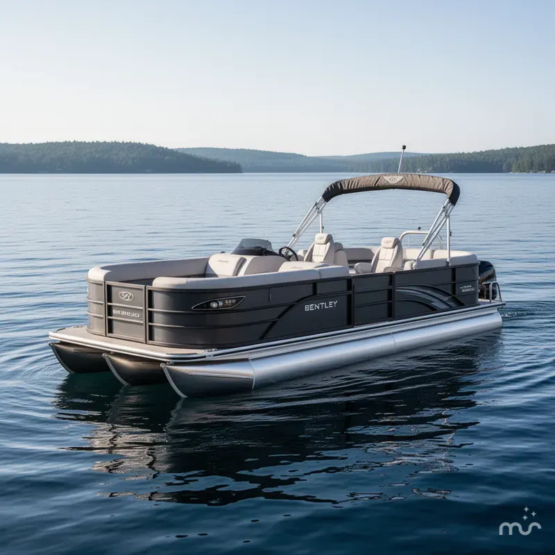 Slide: The Image of Bentley Pontoons Legacy 223 Navigator Quad Lounge Tritoon & Honda 4-Stroke EFI 2026 - 2