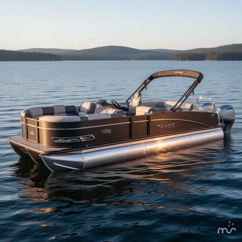 Slide: The Image of Tahoe Cascade 200HP VRB 2385 Swingback Tritoon & Honda 4-Stroke EFI 2026 - 2