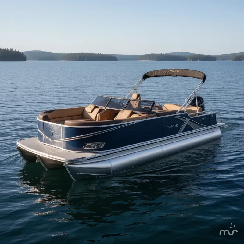 Slide: The Image of Tahoe LTZ 200HP VRB Windshield 2385 Swingback Tritoon $55995 2025 - 1