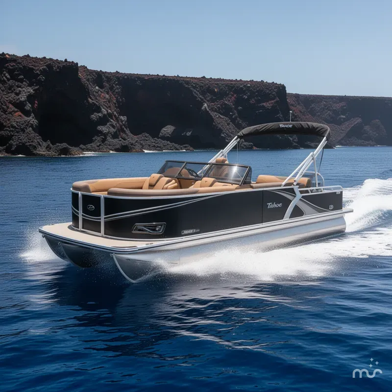 Slide: The Image of Tahoe LTZ 200HP VRB Windshield 2385 Swingback Tritoon 2026 - 1
