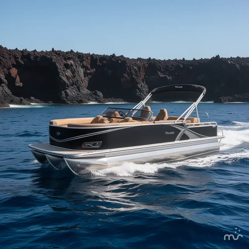 Slide: The Image of Tahoe LTZ 200HP VRB Windshield 2385 Swingback Tritoon 2026 - 2
