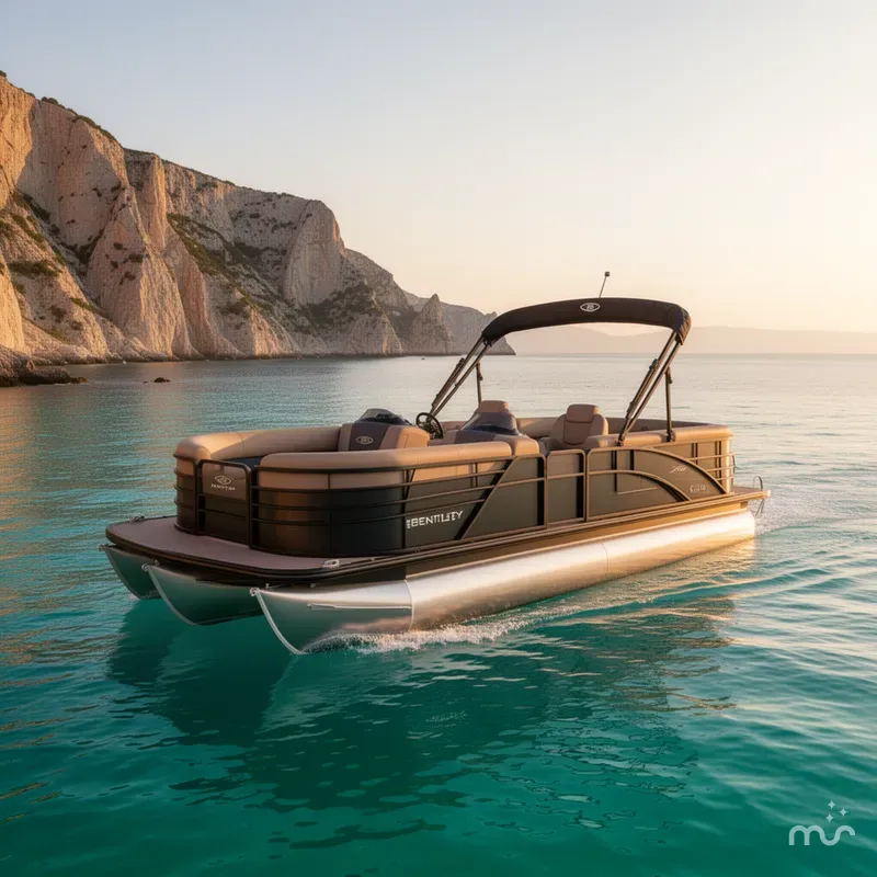 Slide: The Image of Bentley Pontoons Elite 200HP 223 Swingback Tritoon 2026 - 2