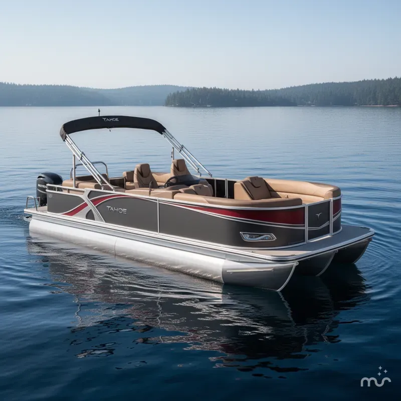 Slide: The Image of Tahoe LTZ 2385 Quad Lounge Shift Flip Tritoon & Honda 4-Stroke EFI 2025 - 2