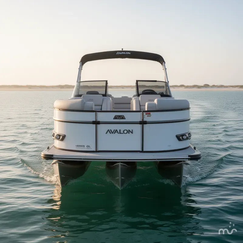 Slide: The Image of Avalon 2585 Catalina Windshield Quad Lounger, Tri Toon, High Performance, Mercury 400hp V-10 motor 2026 - 3