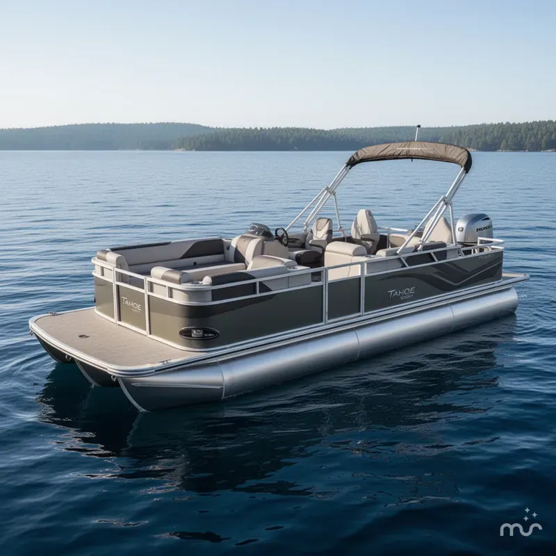 Slide: The Image of Tahoe Sport 23E80 Fish & Cruise Pontoon & Honda 4-Stroke EFI 2026 - 0