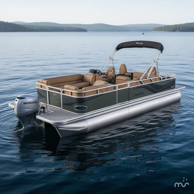 Slide: The Image of Tahoe Sport 23E80 Fish & Cruise Pontoon & Honda 4-Stroke EFI 2026 - 0