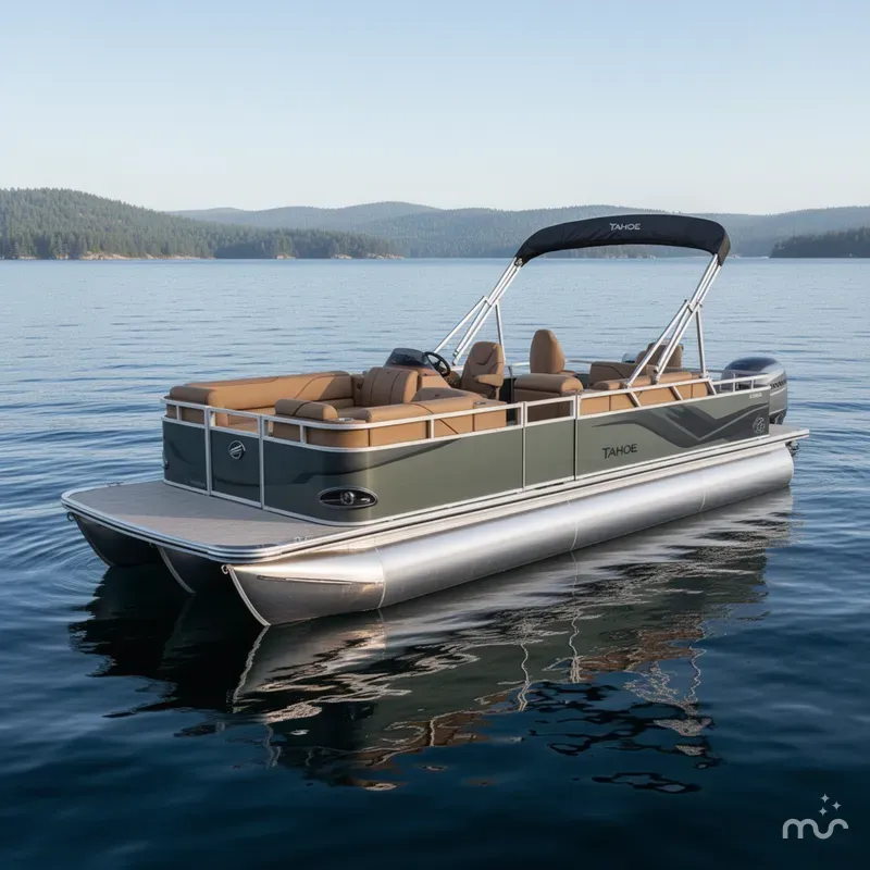 Slide: The Image of Tahoe Sport 23E80 Fish & Cruise Pontoon & Honda 4-Stroke EFI 2026 - 1