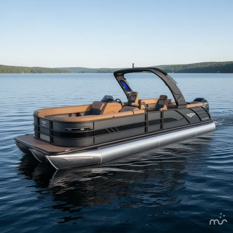 Slide: The Image of Bentley Pontoons Elite 300HP 253 Admiral Quad Lounge Tritoon 2026 - 0