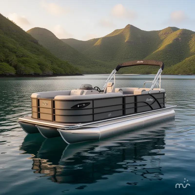 Slide: The Image of Bentley Pontoons Legacy 220 Navigator DL Quad Lounge 2026 - 2