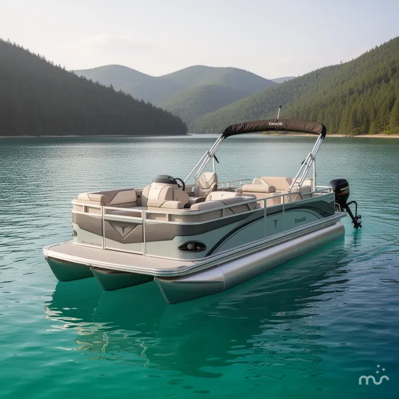 Slide: The Image of Tahoe Sport VRB 2180 Swingback & Electric Outboard 2026 - 2