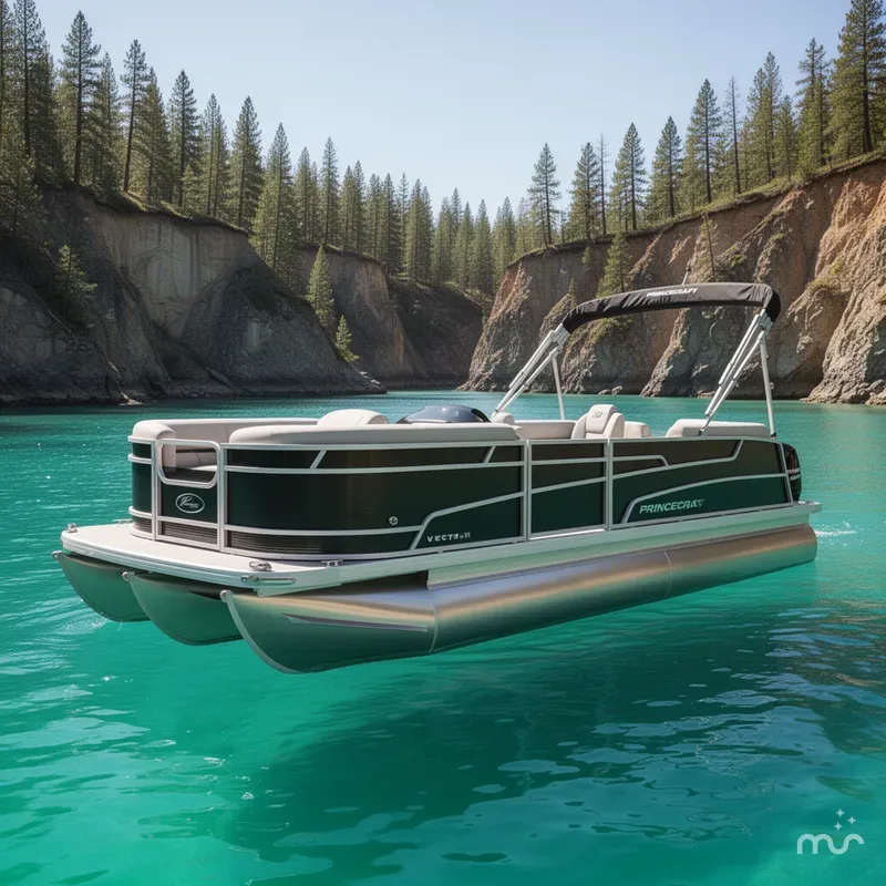 Slide: The Image of Princecraft Vectra 21 Quad Lounge Pontoon & Mercury 4-Stroke EFI 2026 - 2