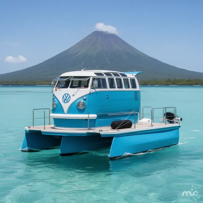 The Image of Custom Whitacre Yacht Design VW Bus Tritoon 2024 - 0