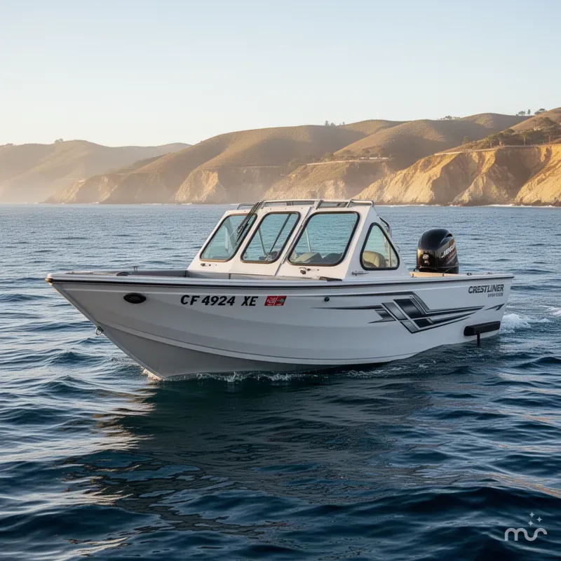 Slide: The Image of Crestliner 1850 Commander Elite w/ 150HP Mercury & 9.9HP Kicker! 2020 - 2