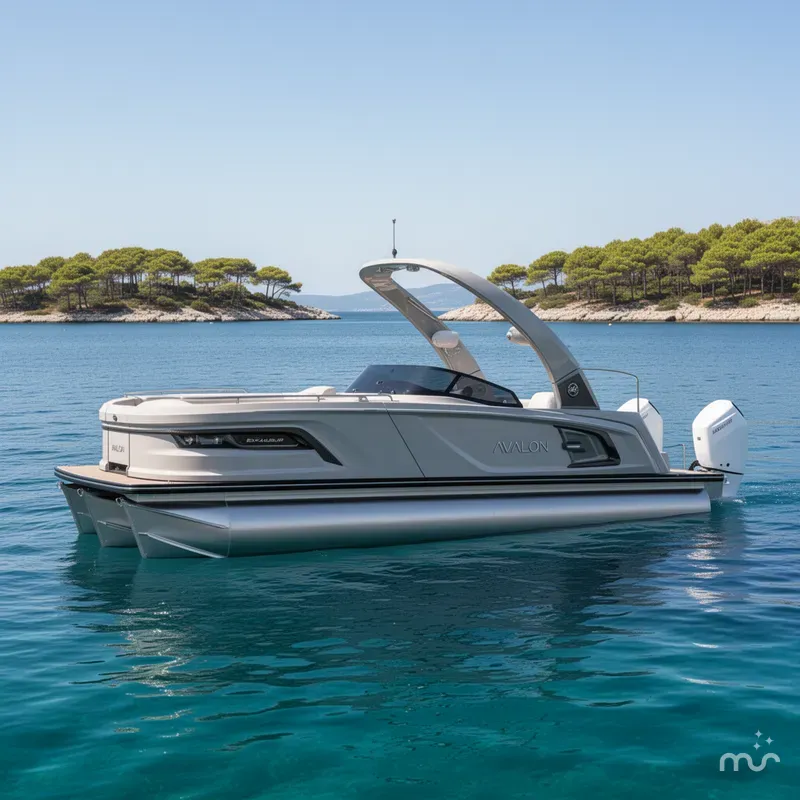 Slide: The Image of Avalon Excalibur Carbon Series Elite Windshield - 27 FT w/ 425HP Mercury! 2026 - 2