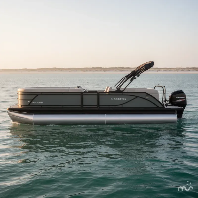Slide: The Image of Godfrey Sweetwater 22' Split Bench Tritoon - 2286 SBC 2026 - 2