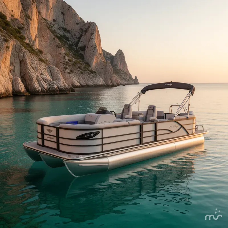 Slide: The Image of Bentley Pontoons Legacy 223 Navigator Quad Lounge Tritoon & Honda 4-Stroke EFI 2026 - 2