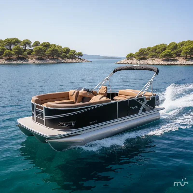 Slide: The Image of Tahoe LTZ 1985 Cruise Pontoon & Honda 4-Stroke EFI 2026 - 2