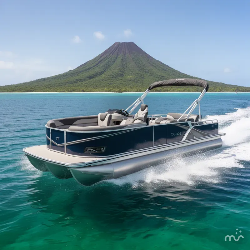 Slide: The Image of Tahoe LTZ 2385 Swingback (VRB) Tritoon & Honda 4-Stroke EFI 2026 - 2