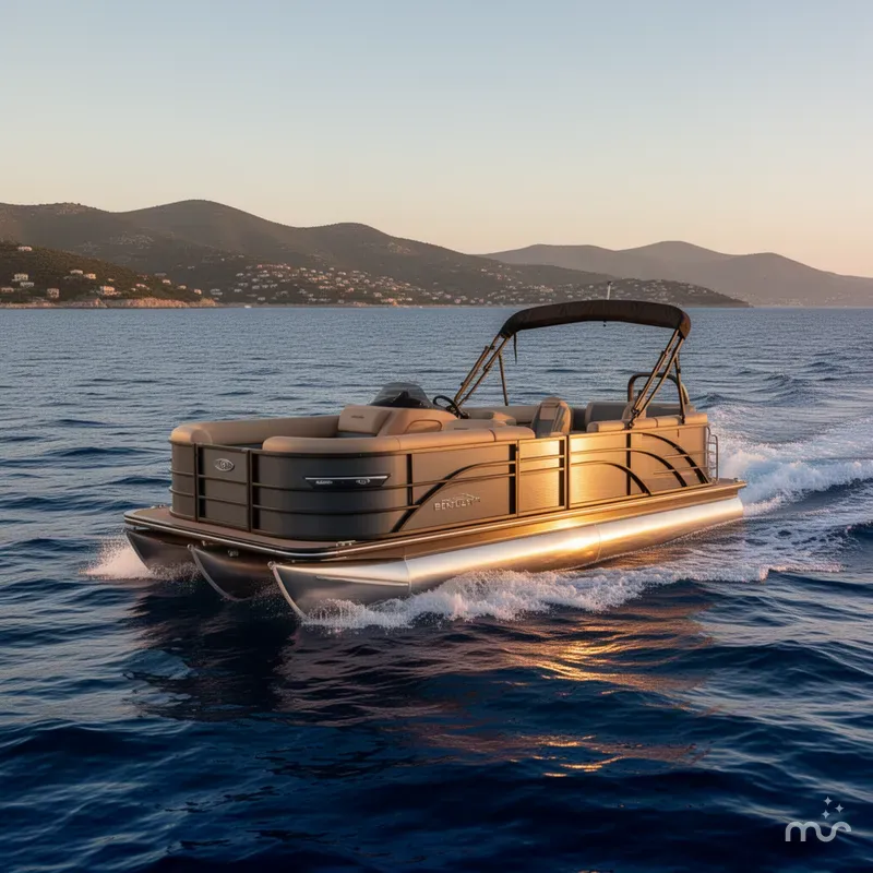 Slide: The Image of Bentley Pontoons Elite 300HP 253 Swingback Tritoon 2026 - 1