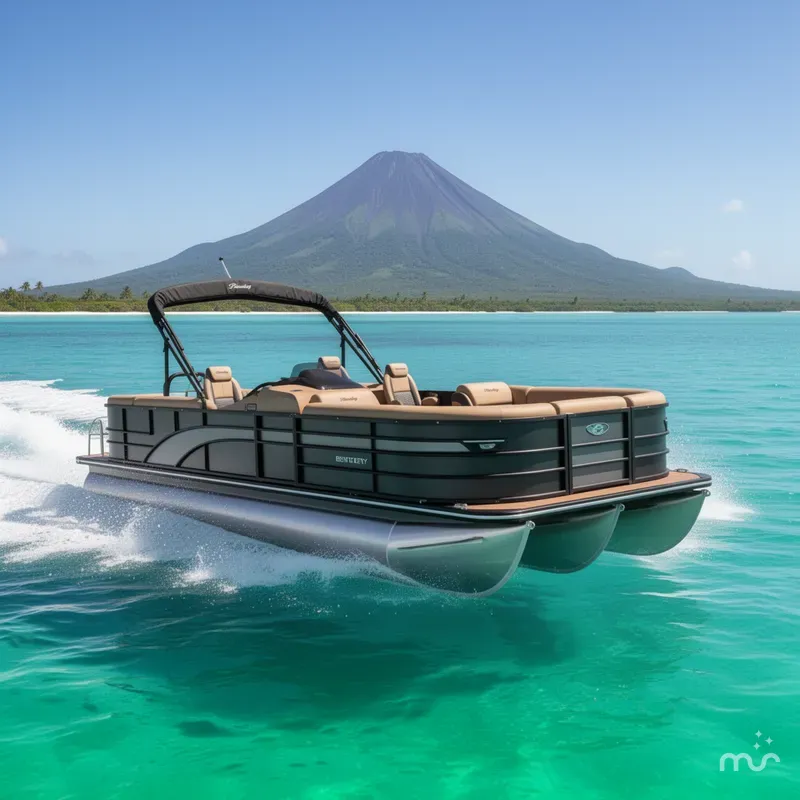 Slide: The Image of Bentley Pontoons Elite 300HP Admiral 253 Quad Lounge Tritoon 2026 - 2