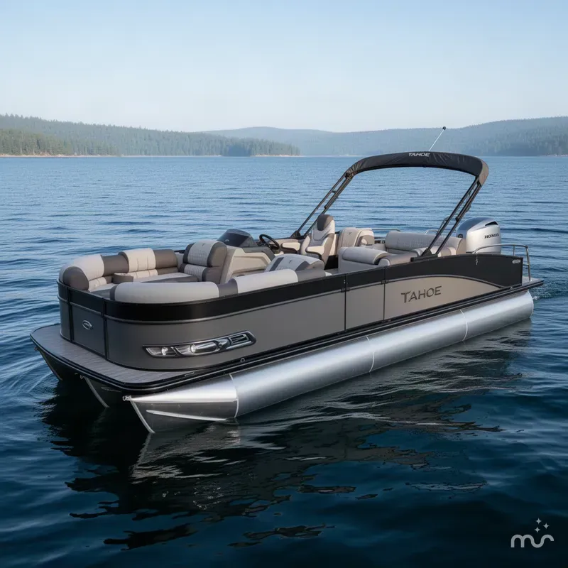 Slide: The Image of Tahoe Cascade 2385 Swingback (VRB) Tritoon & Honda 4-Stroke EFI 2026 - 2