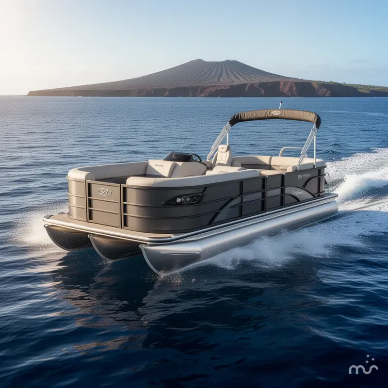 Slide: The Image of Bentley Pontoons Legacy 300HP 243 Navigator Quad Lounge Tritoon 2026 - 2