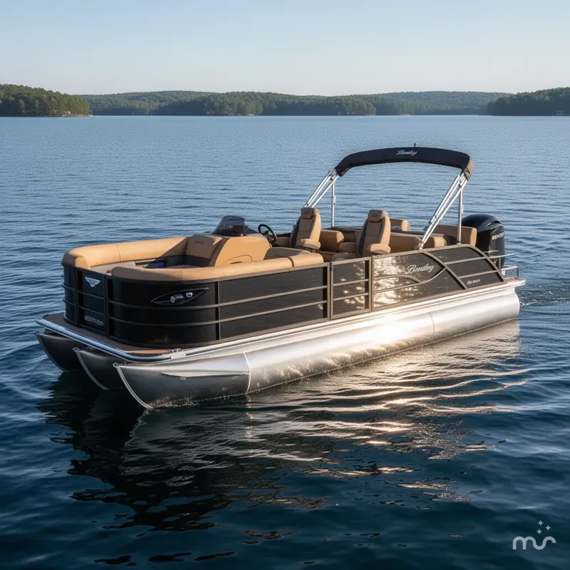 Slide: The Image of Bentley Pontoons Legacy 200HP QSB 223 Swingback Tritoon 2026 - 2
