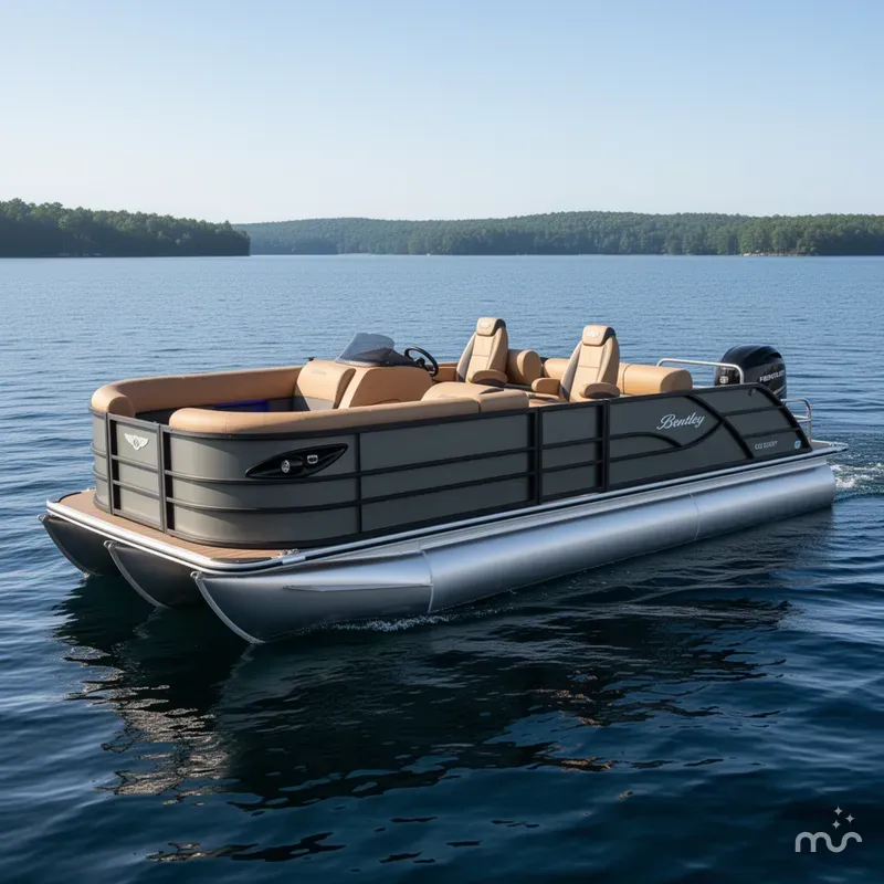 Slide: The Image of Bentley Pontoons Legacy 200HP QSB 223 Swingback Tritoon 2026 - 0
