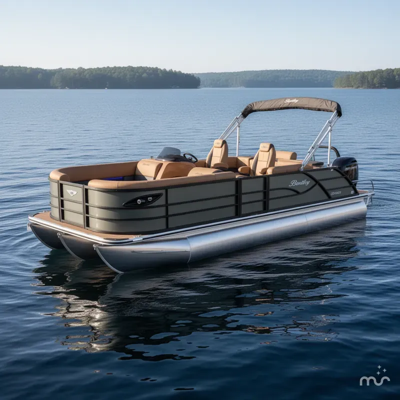 Slide: The Image of Bentley Pontoons Legacy 200HP QSB 223 Swingback Tritoon 2026 - 2