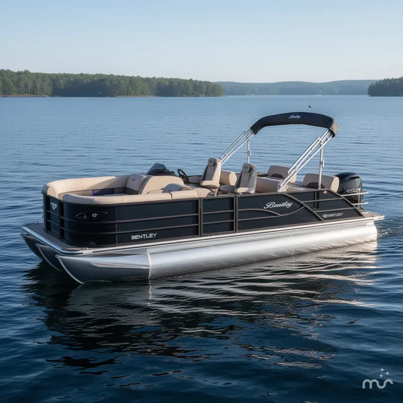 Slide: The Image of Bentley Pontoons Legacy 200HP QSB 223 Swingback Tritoon 2026 - 2