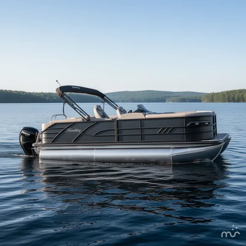 Slide: The Image of Bentley Pontoons Elite 200HP 223 Admiral Quad Lounge Tritoon 2025 - 0